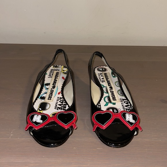 Harajuku Lovers Black Patent Leather Peep Toe Flats - Women’s Size 7 - Picture 5 of 11